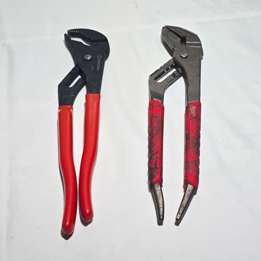 Lot of 2 Crescent and Milwaukee Tongue & Groove Adjustable Extension Pliers Used